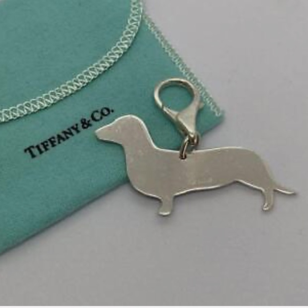 Tiffany and Co rare dachshund charm keychain authentic retired wiener dog tag